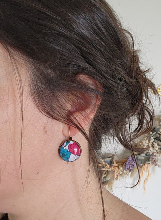 Boucles d'Oreilles Dormeuses Liberty en Laiton Bronze 18mm - Bijoux Artisanaux Faits Main - Plusieurs Coloris Disponibles