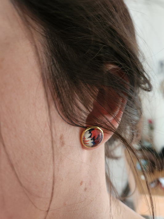 Boucles d'Oreilles Puces Liberty Or 18K Acier Inoxydable 12mm - Bijoux Artisanaux Faits Main - Plusieurs Coloris Disponibles