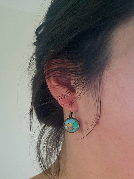 Boucles d'Oreilles Dormeuses Liberty en Laiton Bronze 12mm - Bijoux Artisanaux Faits Main - Plusieurs Coloris Disponibles