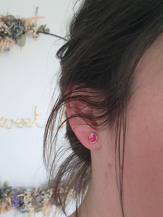 Mini Boucles d'Oreilles Puces Liberty Or 18K Acier Inoxydable 6mm - Bijoux Artisanaux Faits Main - Plusieurs Coloris Disponibles