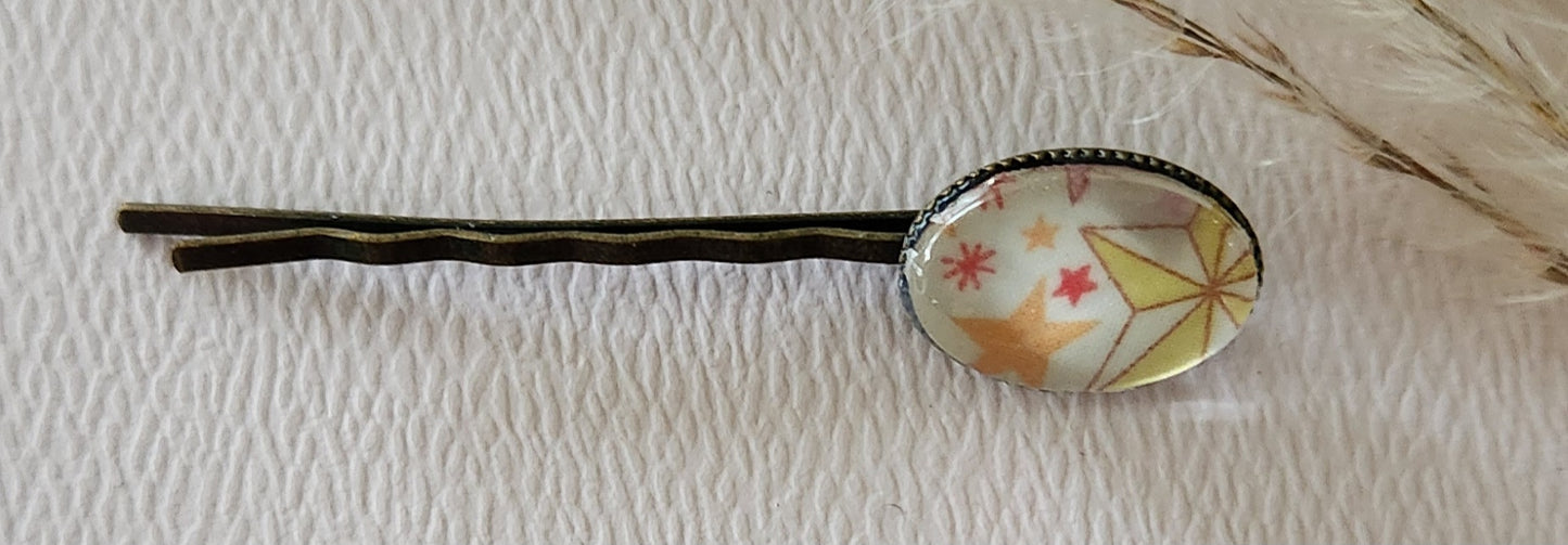 Barrette pince à cheveux ovale en bronze, liberty - Plusieurs Motifs Disponibles