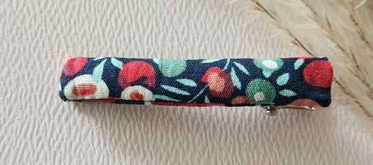 Barrette Croco en Métal Argent et Tissu Liberty