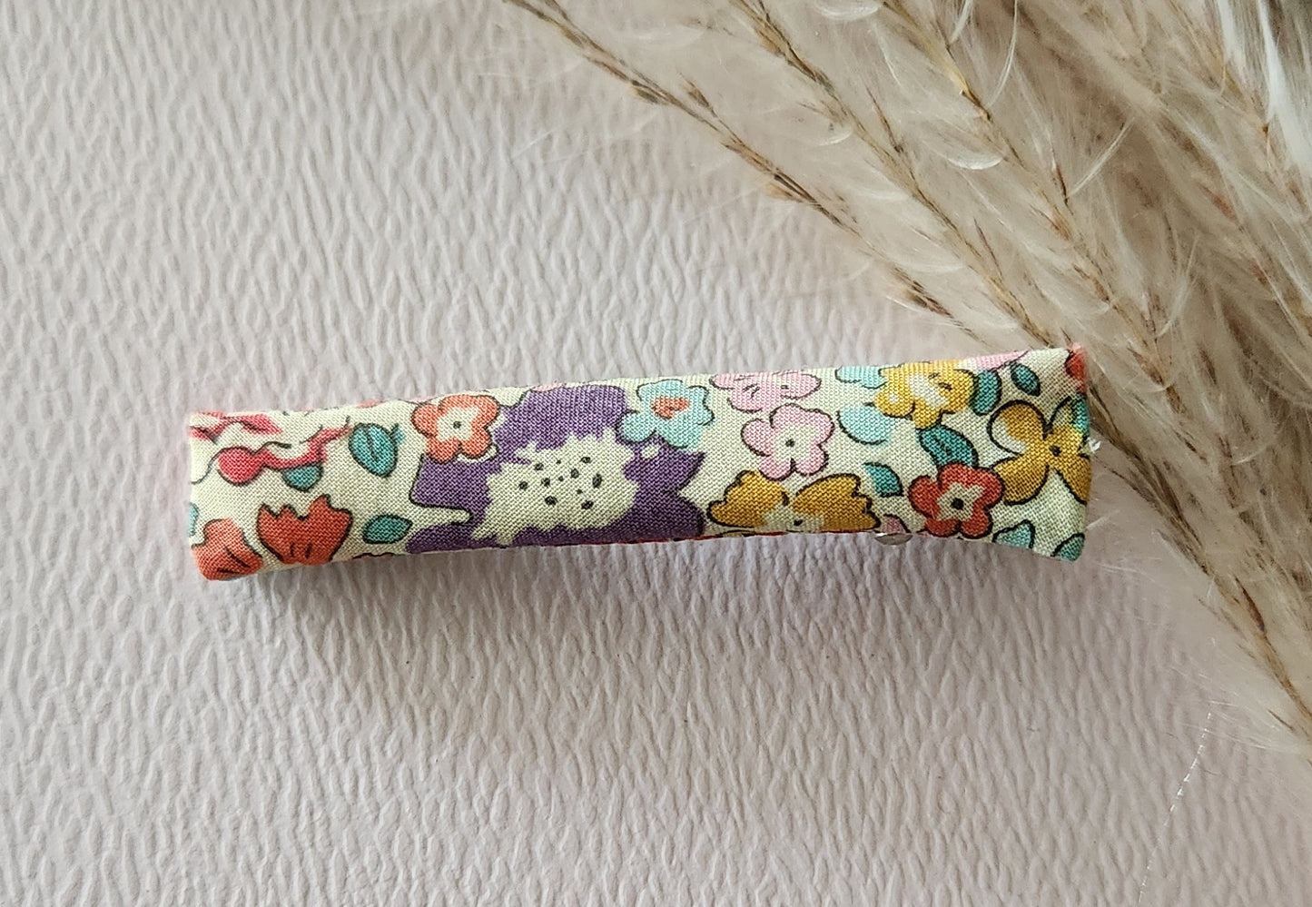 Barrette Croco en Métal Argent et Tissu Liberty