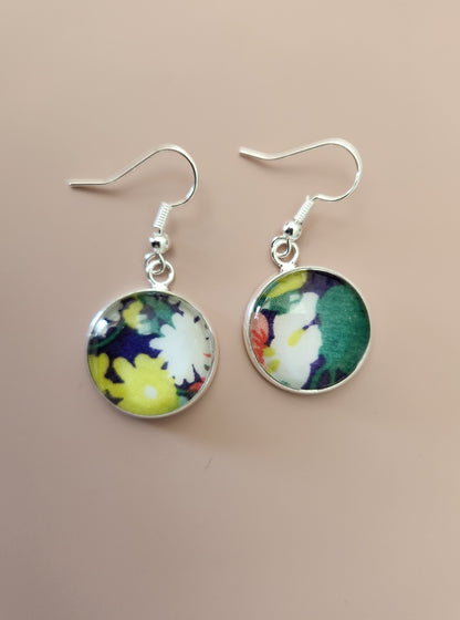Boucles d'Oreilles Crochet Liberty Argent Vif 18mm - Bijoux Artisanaux Faits Main - Plusieurs Coloris Disponibles