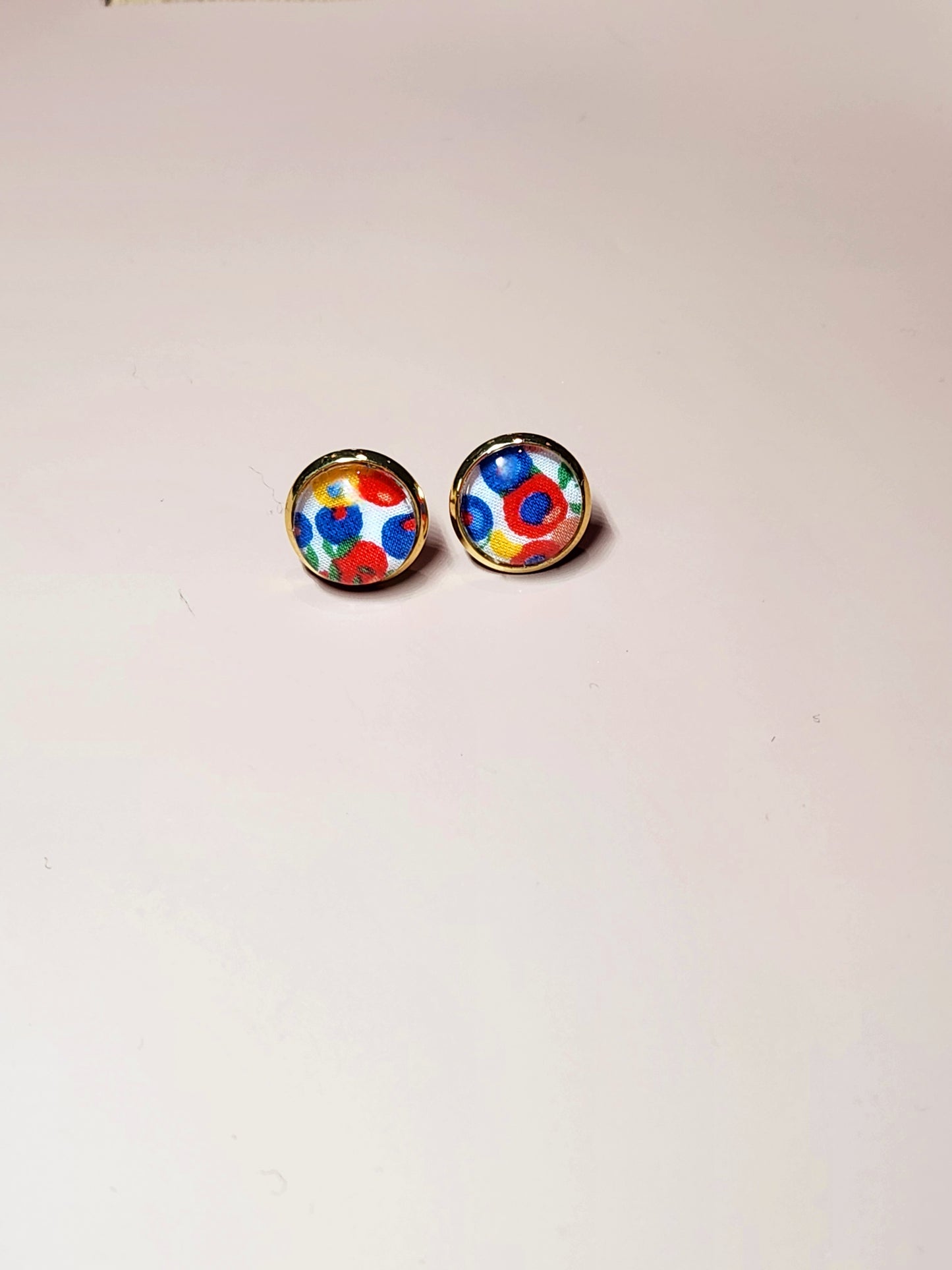 Boucles d'Oreilles Puces Liberty Or 18K Acier Inoxydable 12mm - Bijoux Artisanaux Faits Main - Plusieurs Coloris Disponibles