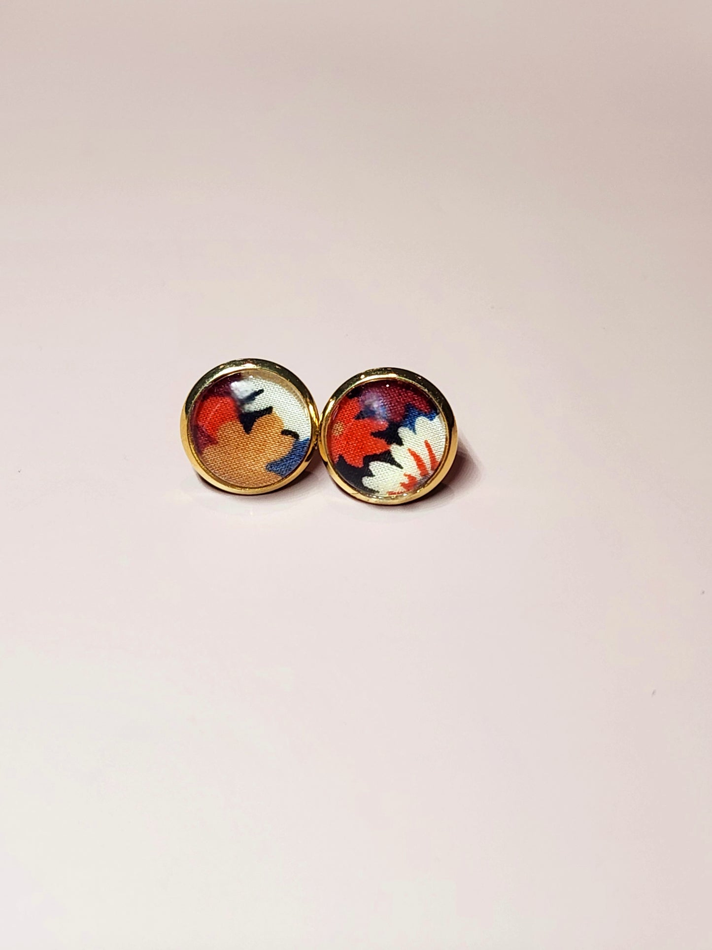 Boucles d'Oreilles Puces Liberty Or 18K Acier Inoxydable 12mm - Bijoux Artisanaux Faits Main - Plusieurs Coloris Disponibles