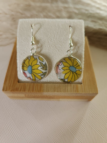 Boucles d'Oreilles Crochet Liberty Argent Vif 18mm - Bijoux Artisanaux Faits Main - Plusieurs Coloris Disponibles