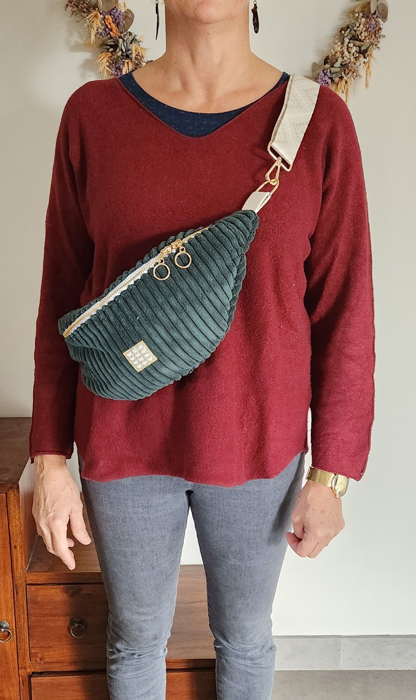 Sac banane en velours côtelé – cousu main