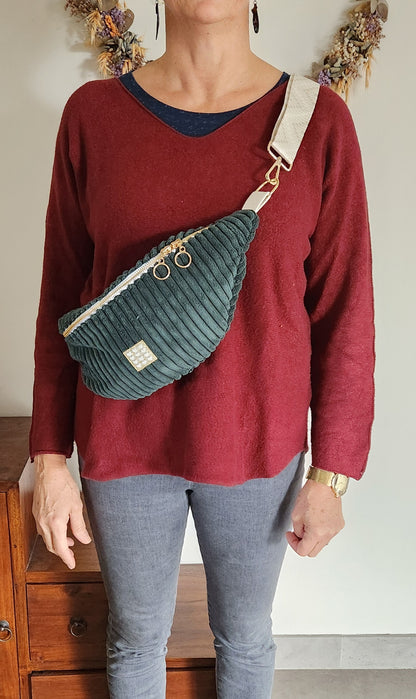 Sac banane en velours côtelé – cousu main