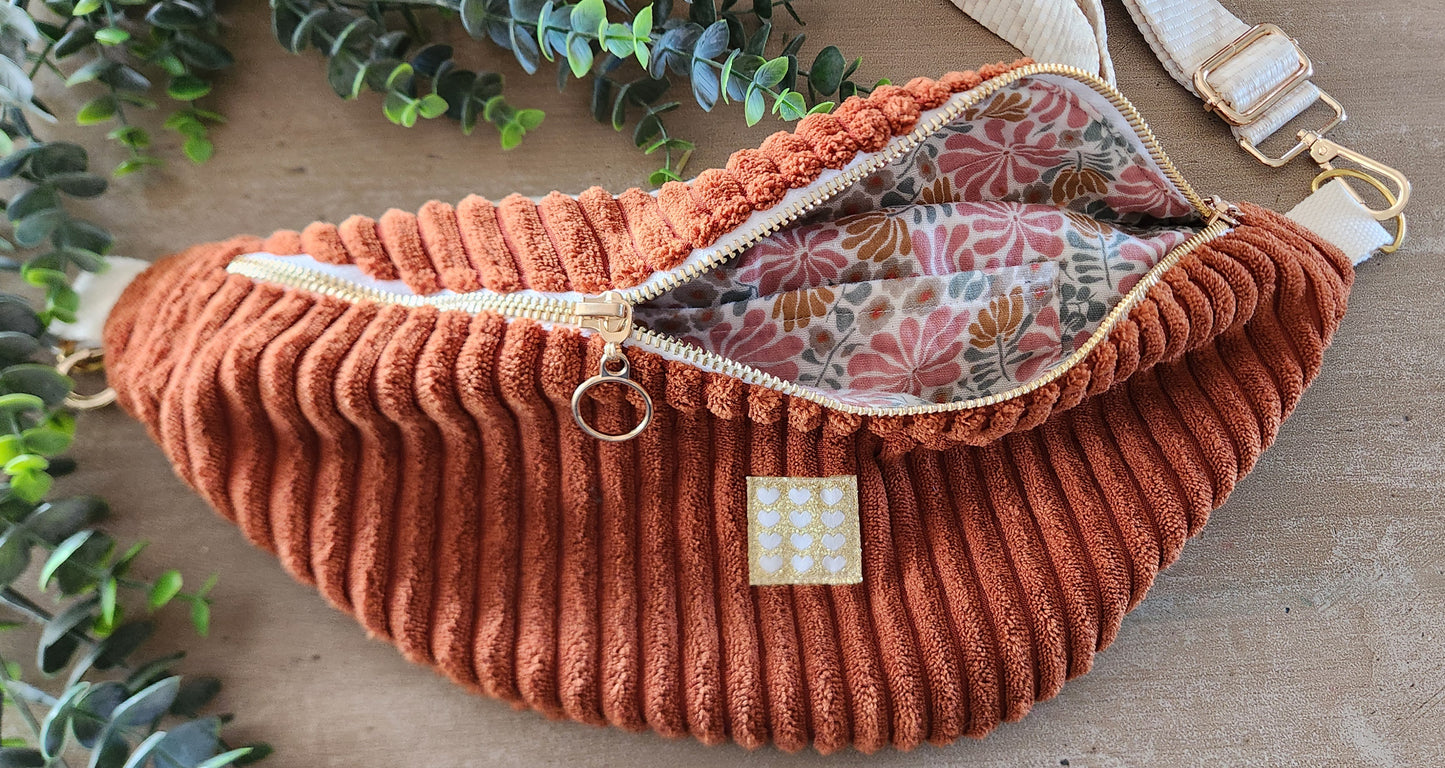 Sac banane en velours côtelé – cousu main