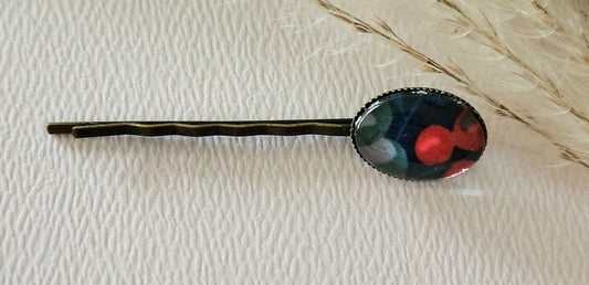 Barrette pince à cheveux ovale en bronze, liberty - Plusieurs Motifs Disponibles