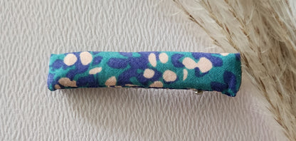 Barrette Croco en Métal Argent et Tissu Liberty