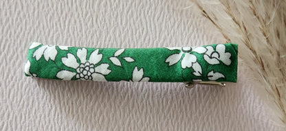 Barrette Croco en Métal Argent et Tissu Liberty