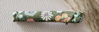 Barrette Croco en Métal Argent et Tissu Liberty