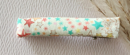 Barrette Croco en Métal Argent et Tissu Liberty