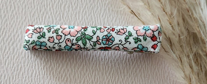 Barrette Croco en Métal Argent et Tissu Liberty