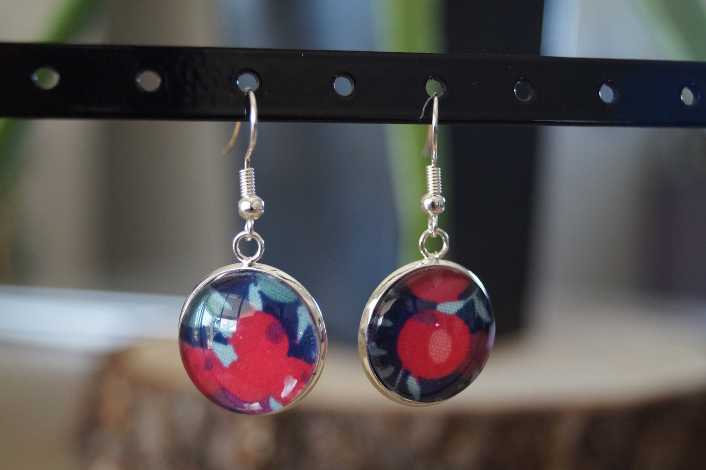 Boucles d'Oreilles Crochet Liberty Argent Vif 18mm - Bijoux Artisanaux Faits Main - Plusieurs Coloris Disponibles