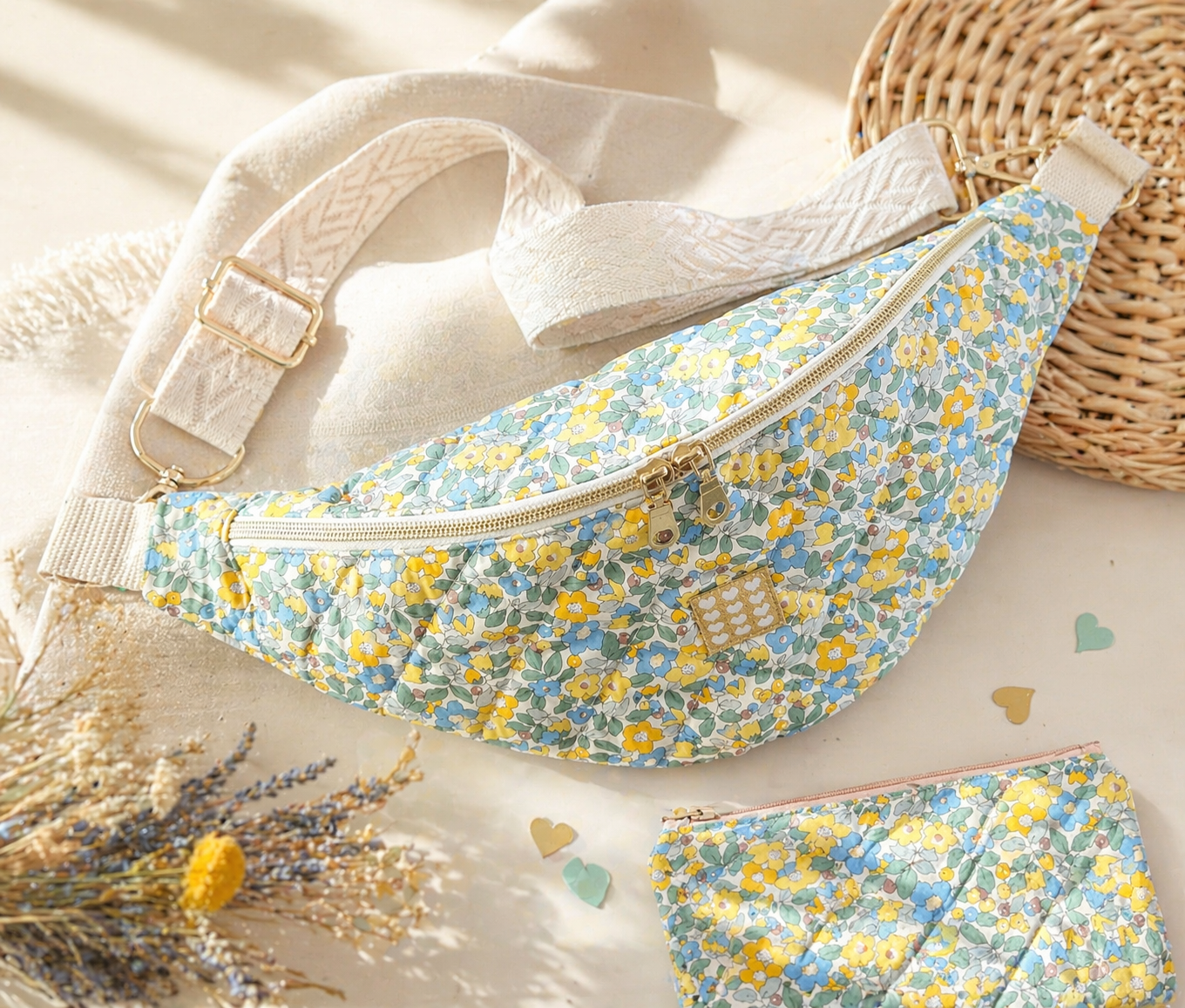 Sac banane en tissu matelassé – cousu main
